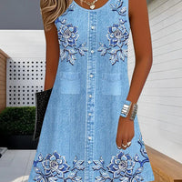 Lauren | zeitloses ärmelloses Kleid aus Kunstdenim für entspannte Tage