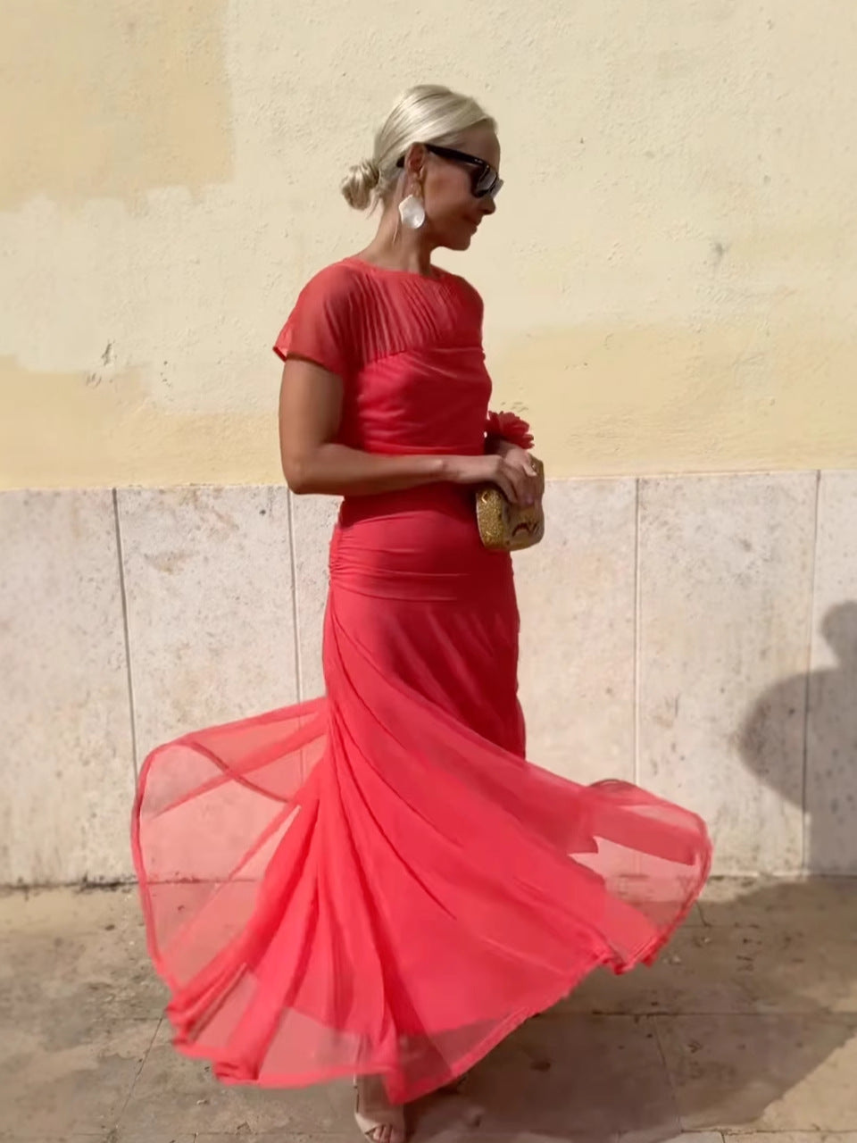 Lauren | Chiffonkleid mit Rundhalsausschnitt für Damen