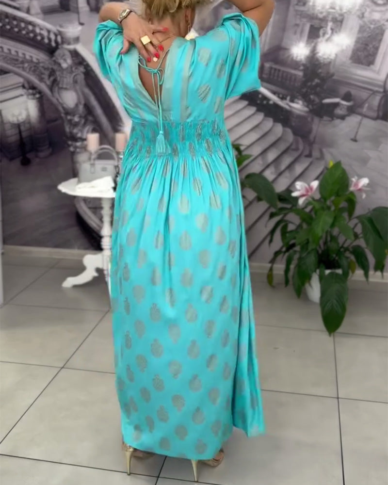 Nori | Kleid locker Urlaub Muster maxi Taille