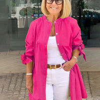 Tesla | Lange Hemdjacke aus Baumwolle für Frauen