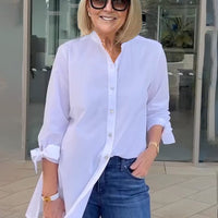 Tesla | Lange Hemdjacke aus Baumwolle für Frauen