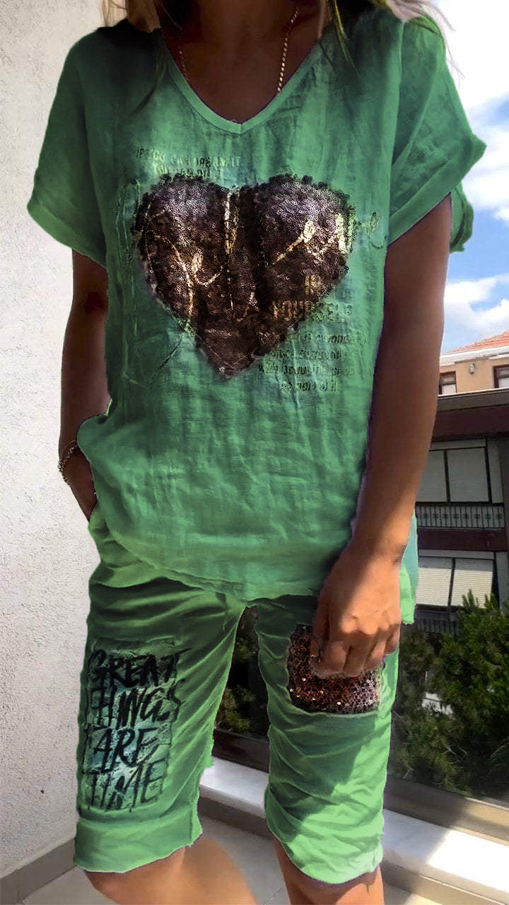 Mirabelle | Elegantes Zweiteiler-Set mit Goldprägung