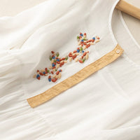 Ambere | Besticktes ethnisches Kleid aus Baumwolle und Leinen