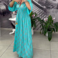 Nori | Kleid locker Urlaub Muster maxi Taille