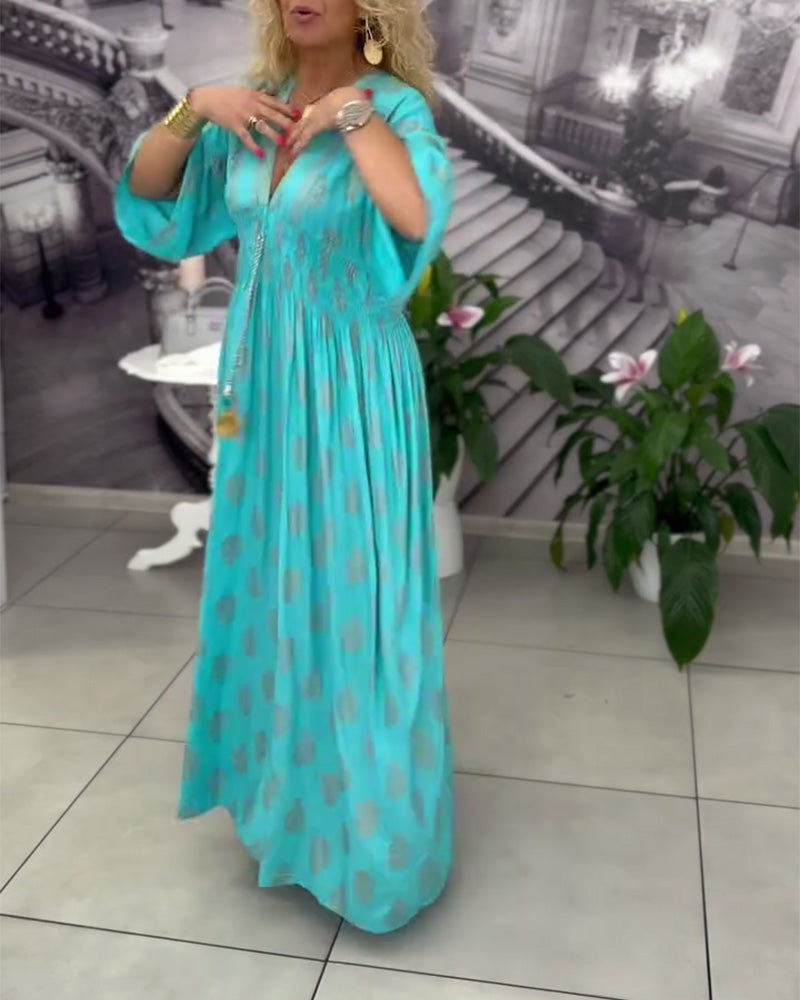 Nori | Kleid locker Urlaub Muster maxi Taille