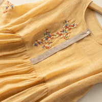 Ambere | Besticktes ethnisches Kleid aus Baumwolle und Leinen