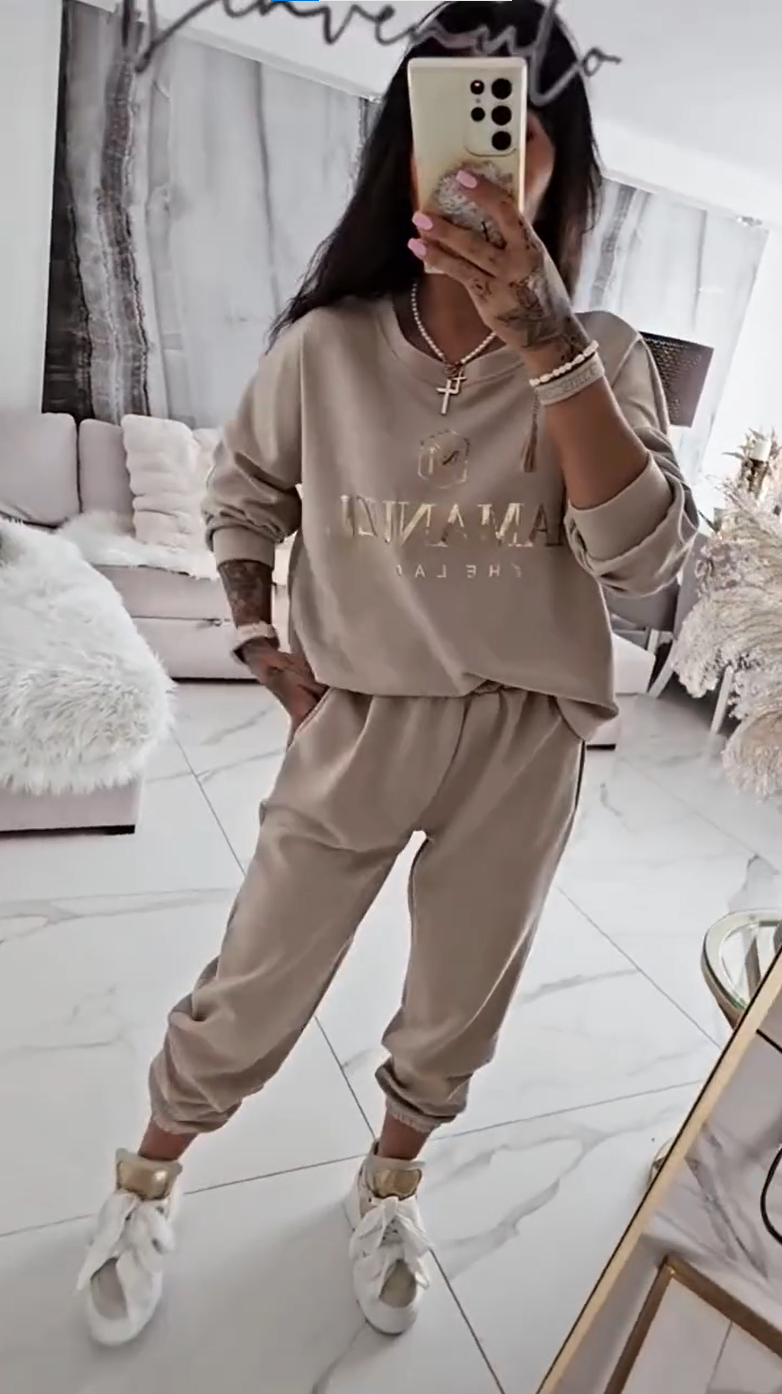 Alise | Damen-Set mit Printbluse und weitem Hosen