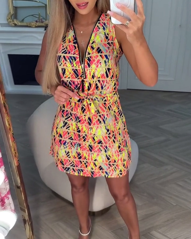 Jessie | Elegantes Kleid mit halbem Reißverschluss und floralem Muster