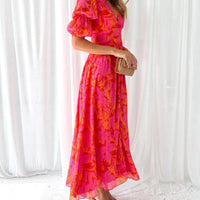 Dissa | Rotes Maxikleid in Roséton