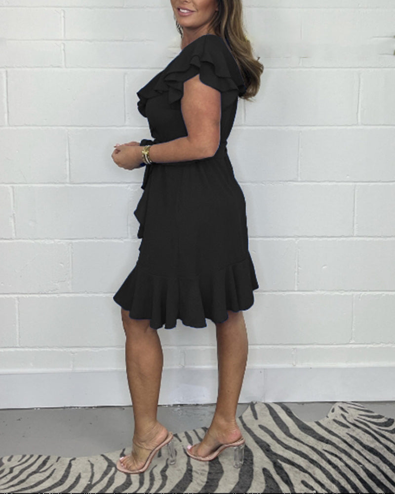 Bhea | Schickes Sommerkleid mit V-Ausschnitt und Volantdetails