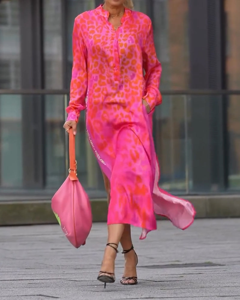 Keyla | modisches Kleid mit Leopardenmuster und Schlitz