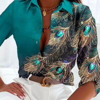 Clare | Verträumtes Damenhemd im Pfauendesign