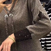 Mianna | Stylisches langärmeliges Kleid mit Kordelzug am Dekolleté