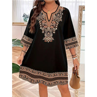 Eleanor | modisches Kleid, femininer V-Ausschnitt, trendiger Print.