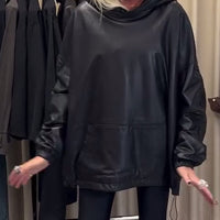 Piora | Lockere PU-Leder-Hoodie