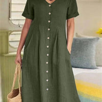 Nelian | Feminines Kleid mit Herzausschnitt und Knöpfen