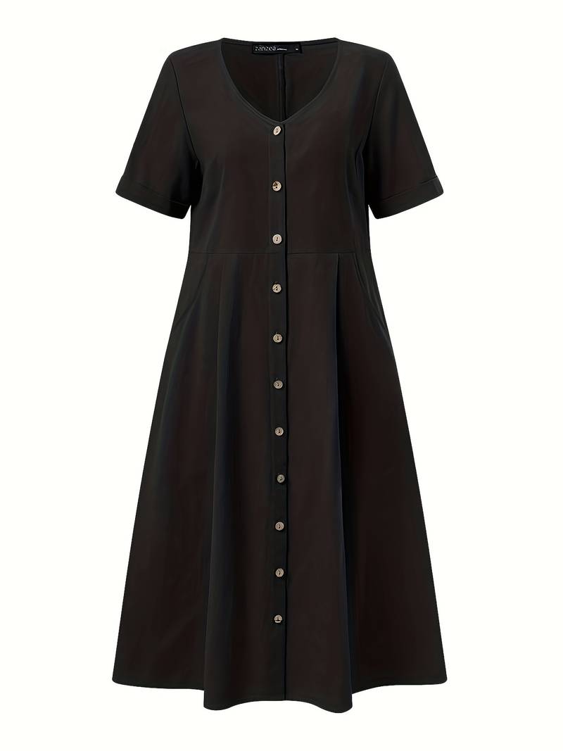 Nelian | Feminines Kleid mit Herzausschnitt und Knöpfen