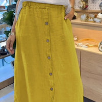 Estera | Midirock aus Leinen mit Knopfleiste und Taschen
