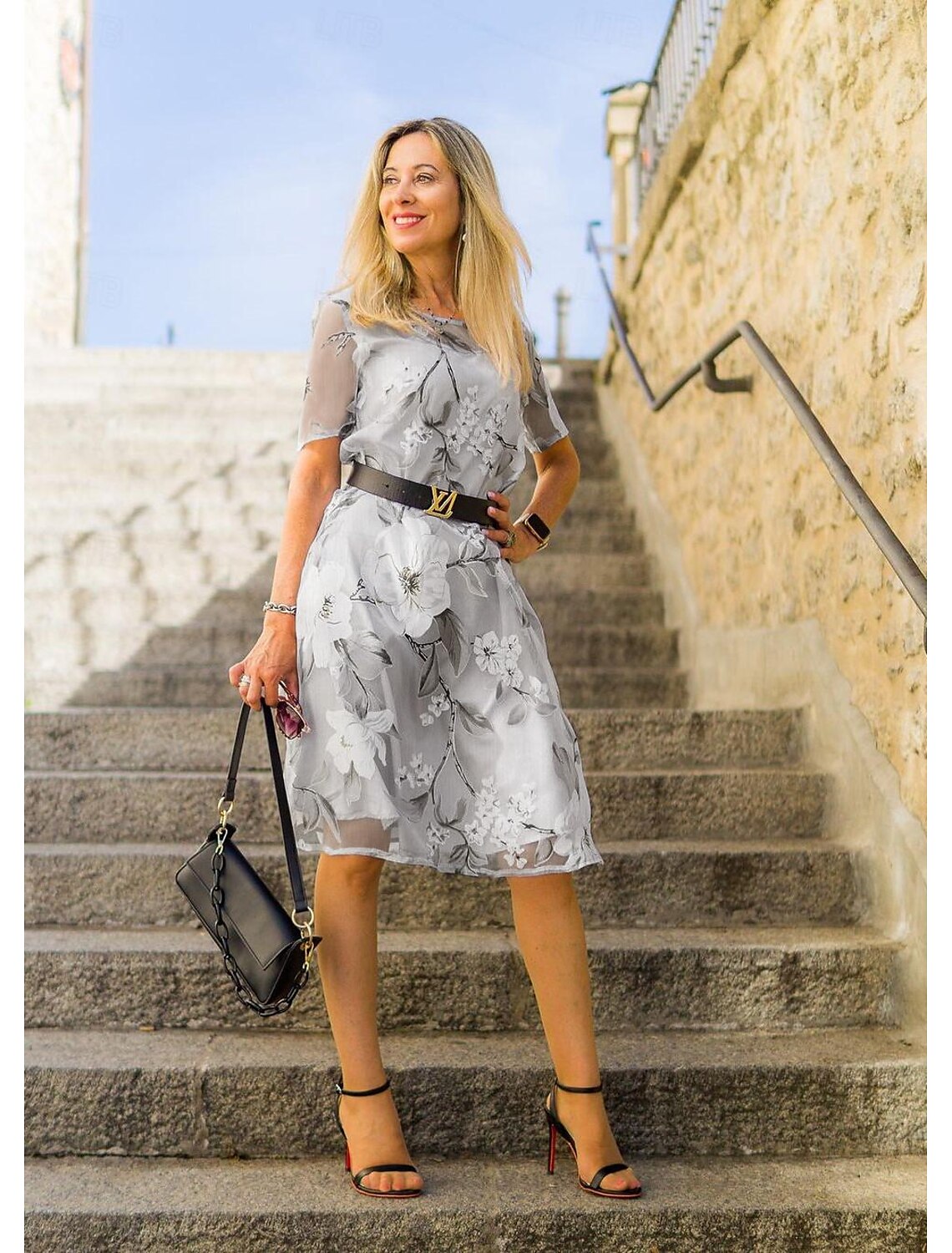 Kali | Elegantes Midikleid mit Rundhalsausschnitt