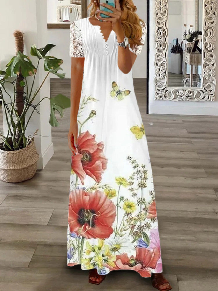 Carissa | Kurzarmkleid mit Spitzenprint