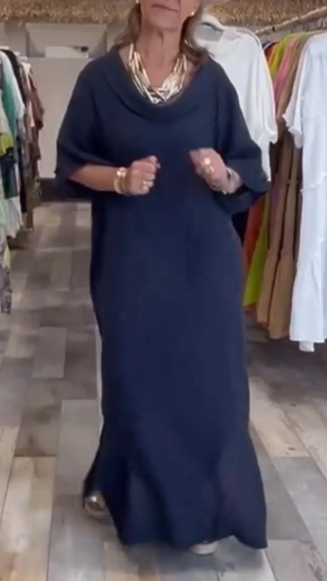 Hazel | stylisches Baumwollkleid für den Alltag in einfarbigem Design