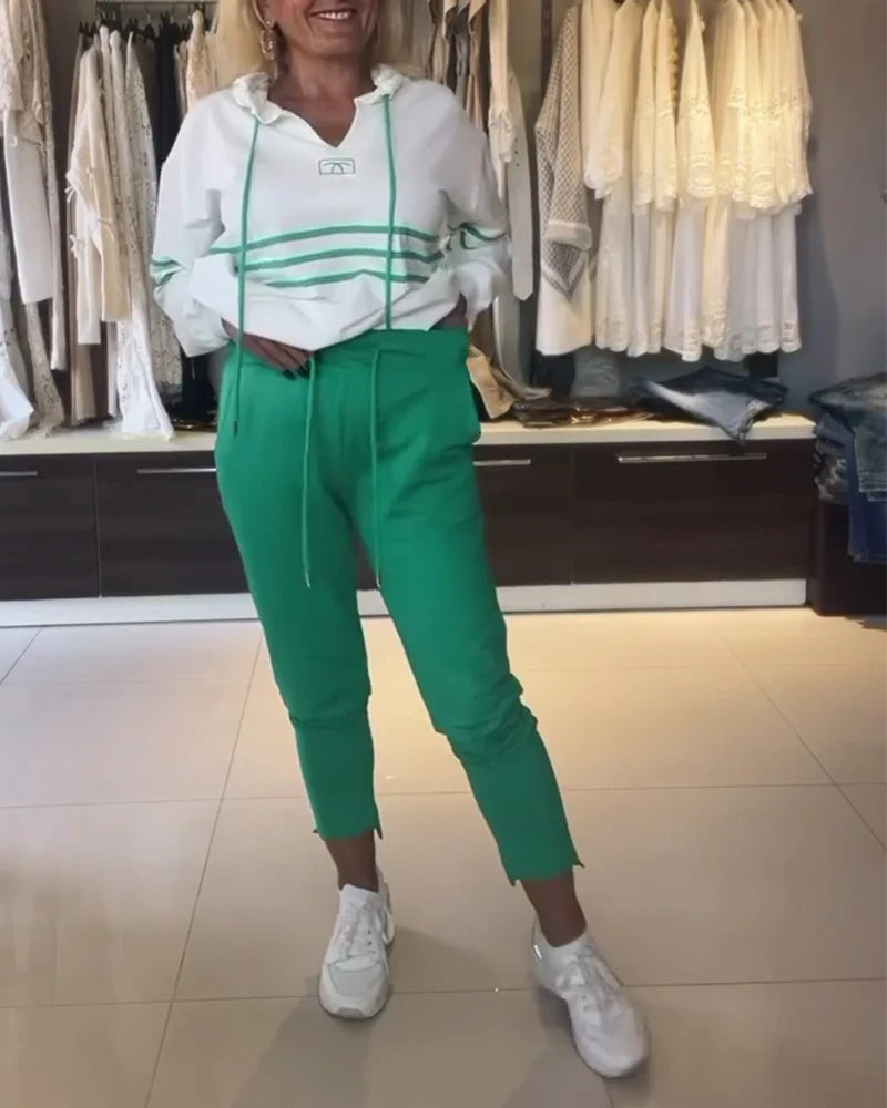 Eden | Gestreiftes Sweatshirt-Set - Oberteil & Unterteil