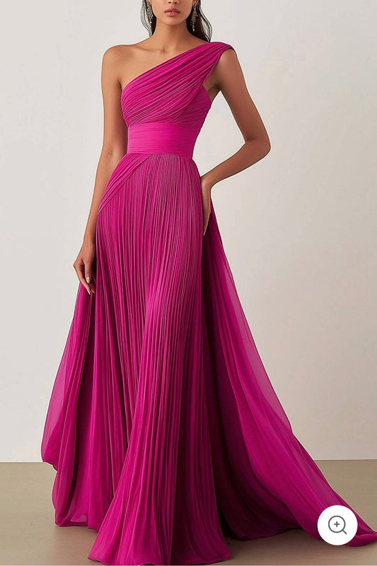 Jamie | Ein-Schulter-Falten-Ballkleid