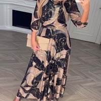 Dafne | stilvolles Kleid mit bedrucktem Taillendesign und dreiviertel Ärmeln