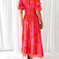 Dissa | Rotes Maxikleid in Roséton