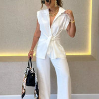 Emerie™ | Elegantes ärmelloses Set mit hochtaillierter Hose