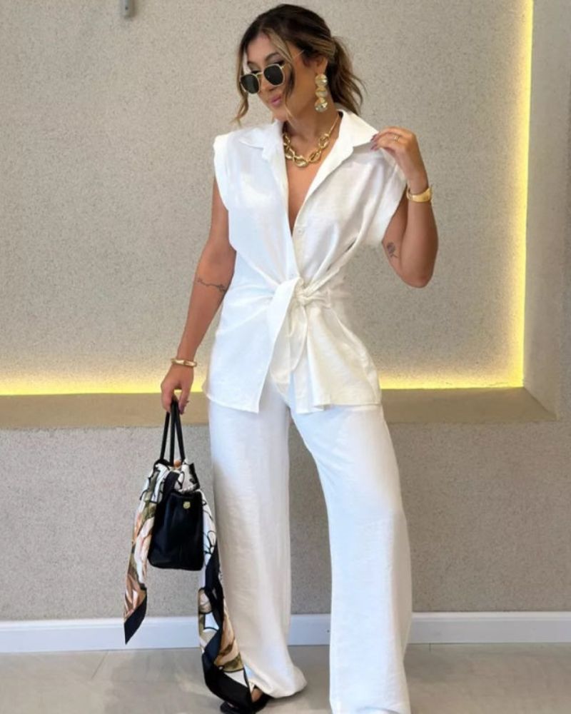 Emerie™ | Elegantes ärmelloses Set mit hochtaillierter Hose