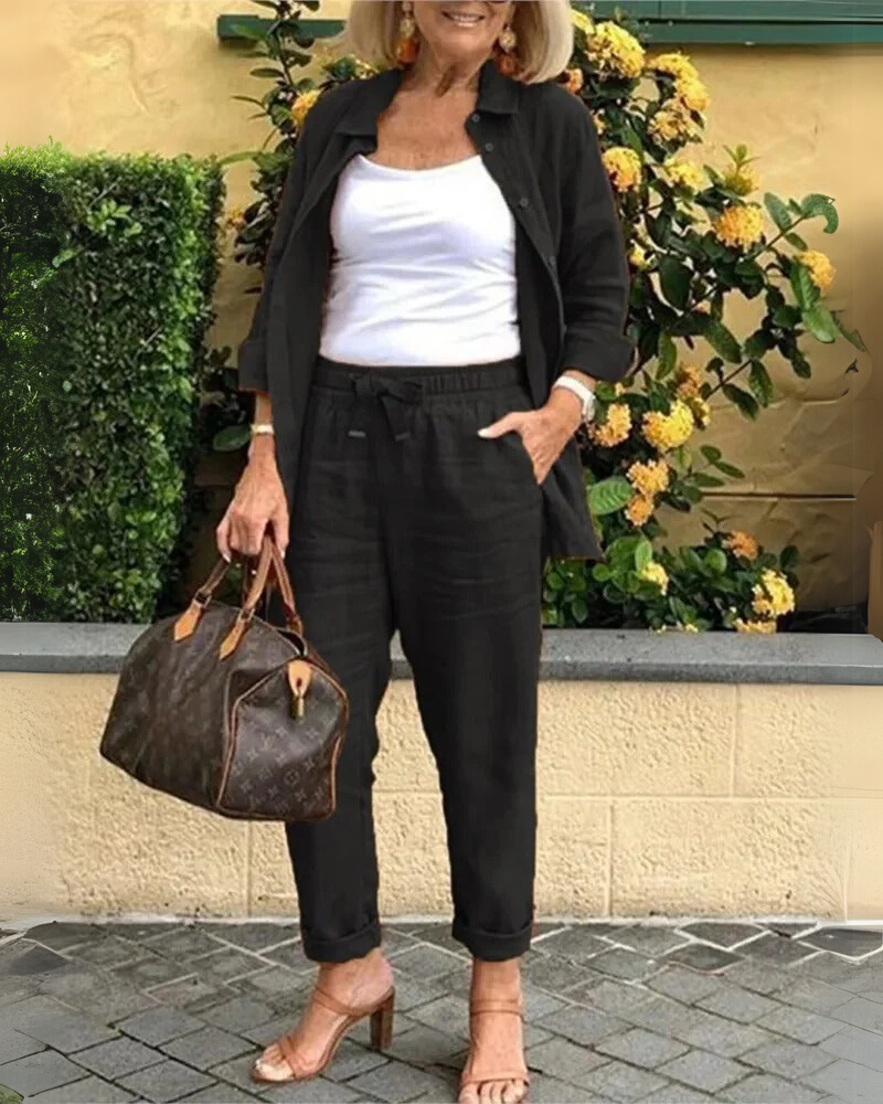 Anniera | Elegantes Hemd- und Hosenset für Damen