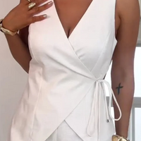 Amalla | Maßgeschneidertes Crossover-Wickeltop mit seitlicher Krawatte