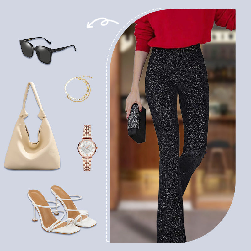 Marta | Damen Pailletten-Schlaghosen