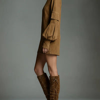 Hila | Vintage Wildleder-Minikleid mit Rollkragen