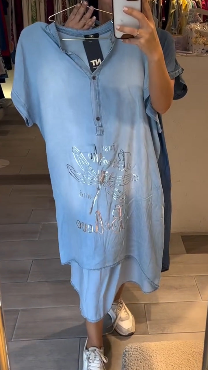 Eilan | Dragonfly Denim Lose Kleid