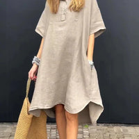 Zena | Luftiges Midikleid aus Leinen mit Kaskadensaum