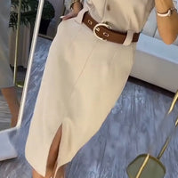 Deima | Luxuriöses Kleid mit Gürtel und Schlitz