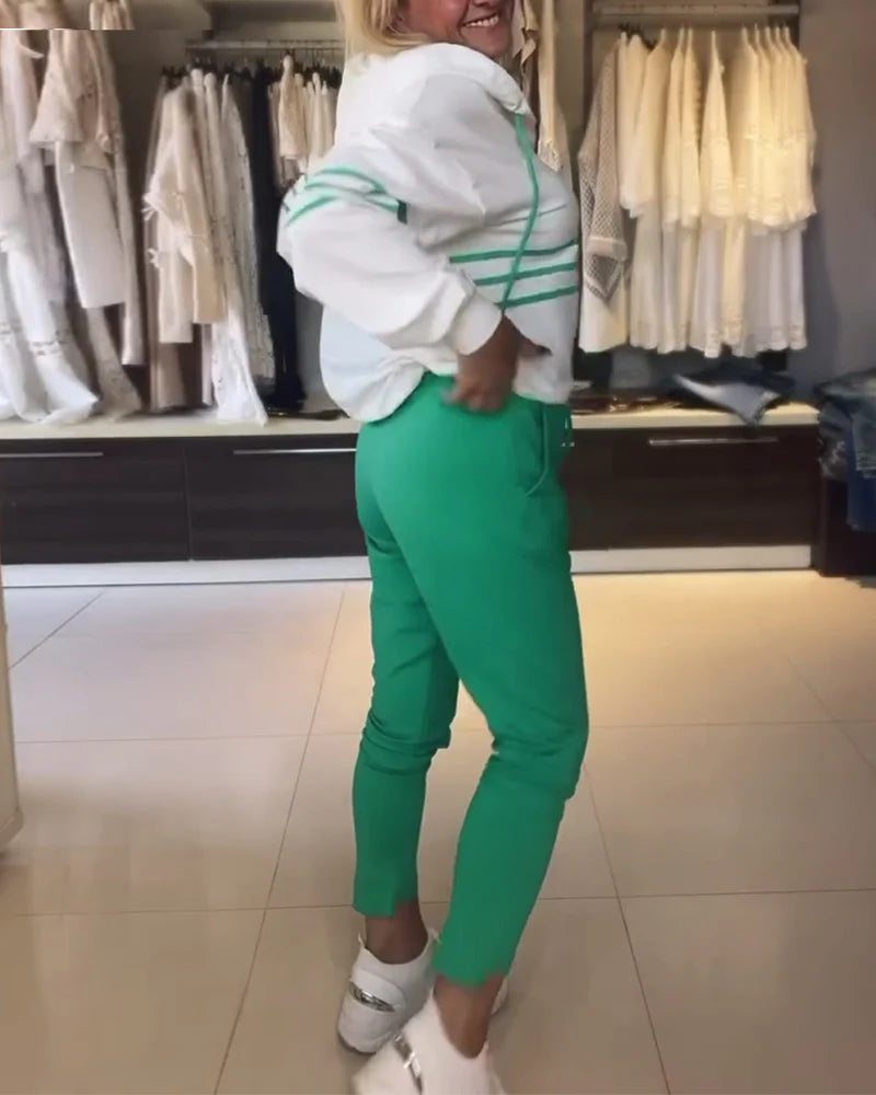 Eden | Gestreiftes Sweatshirt-Set - Oberteil & Unterteil