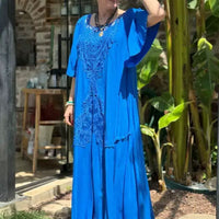 Petunya | Trendiges einfarbiges Kleid im Boho-Ethno-Stil