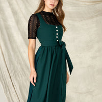 Keia | Dunkelgrünes Dirndlkleid mit Knöpfen