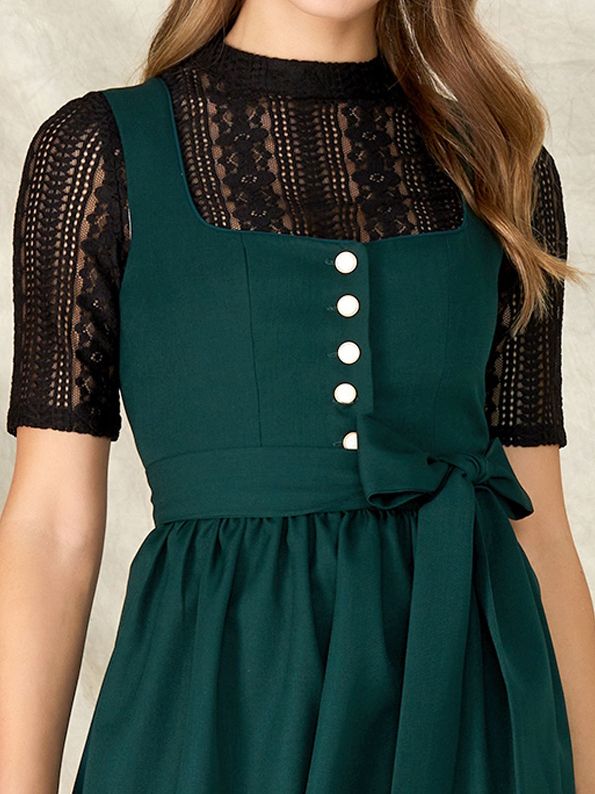 Keia | Dunkelgrünes Dirndlkleid mit Knöpfen