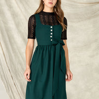 Keia | Dunkelgrünes Dirndlkleid mit Knöpfen