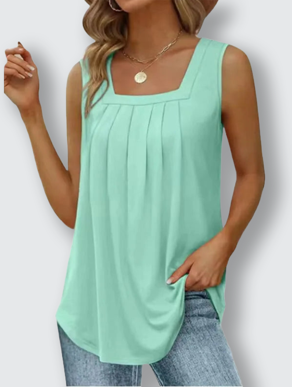 Ann | Plissiertes Top mit quadratischem Ausschnitt