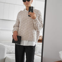 Alyssia | Gestrickter Zopfpullover