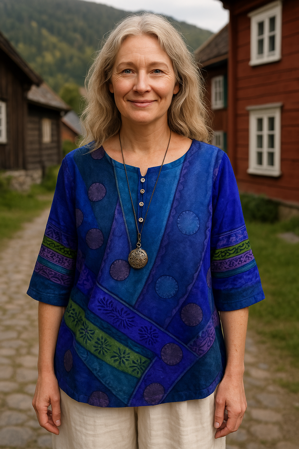 Emma | Farbige Top mit halblangen Ärmeln