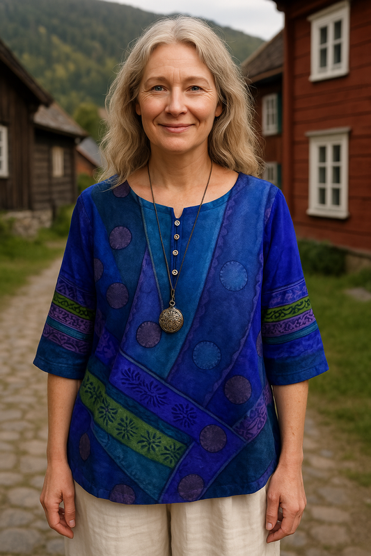 Emma | Farbige Top mit halblangen Ärmeln