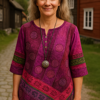 Emma | Farbige Top mit halblangen Ärmeln