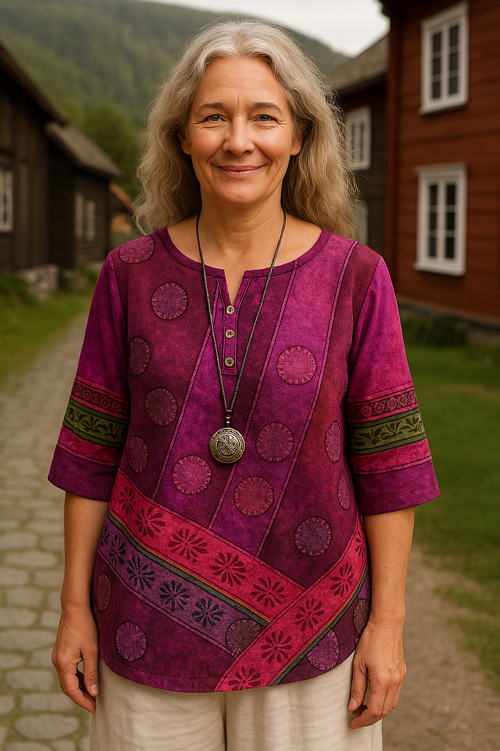 Emma | Farbige Top mit halblangen Ärmeln