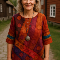 Emma | Farbige Top mit halblangen Ärmeln